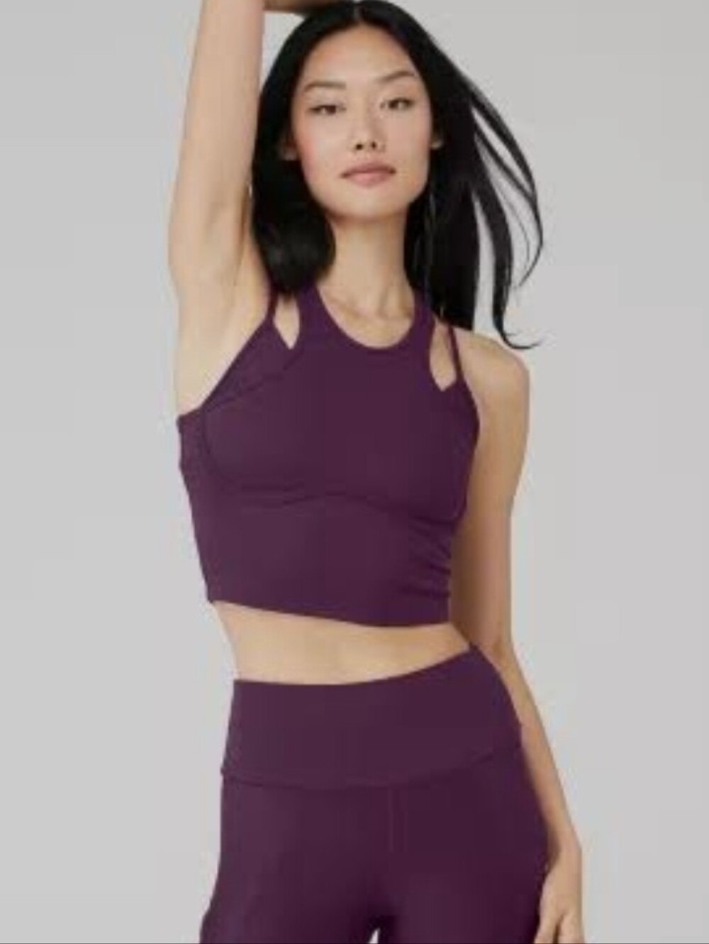 ALO YOGA RIBBED AIRLIFT ENCHANTED BRA TANK Large VGUC/like New Plum